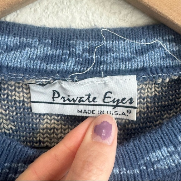 VTG Private Eyes Adult Large Sycamore Fair Isle Printed Pullover Sweater 90’s - Picture 4 of 8